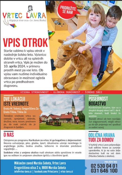 Vrtec Lavra - vpis