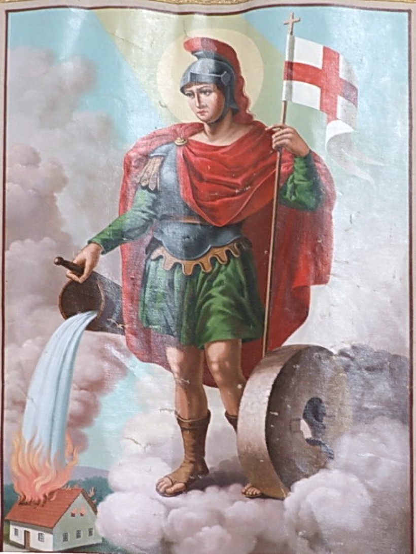 Podoba sv. Florijana na banderu v cerkvi v Turnišču